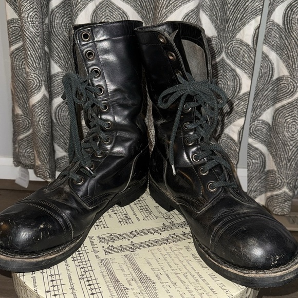 Vintage Black Leather Combat Boots main image 7
